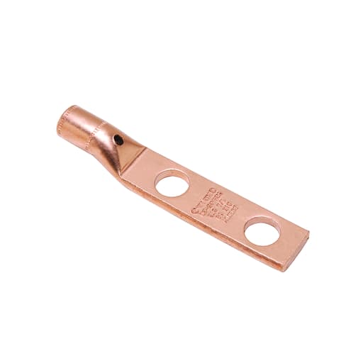 Burndy - Burndy YGHA282N Copper Compression Lug, Heavy Duty, 2 Hole w/ Inspection Probe, 4/0 AWG, 1/2" Stud, 1-3/4" Stud Hole Spacing, Short Barrel