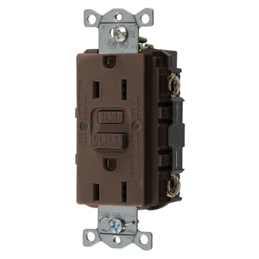 Hubbell Wiring Device - Hubbell GFRST15 15 Amp 125 Volt NEMA 5-15R Brown Commercial Standard GFCI Receptacle