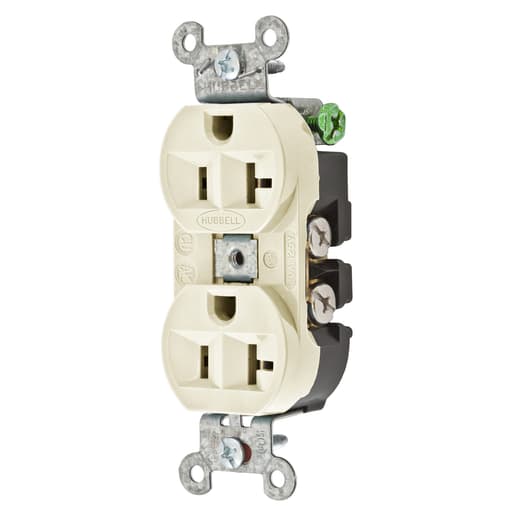 Hubbell Wiring Device - Hubbell 5362LA 20 Amp 125 Volt 2-Pole 3-Wire NEMA 5-20R Light Almond Straight Blade Duplex Receptacle