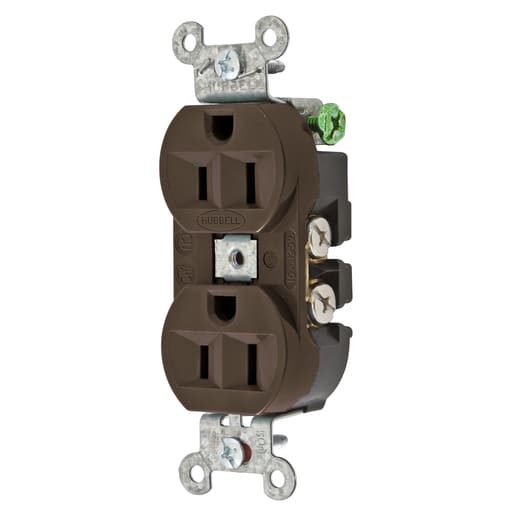 Hubbell Wiring Device - Hubbell 5262G Receptacle, DUP SB, HUBPRO, 15A 125V, SM , GY