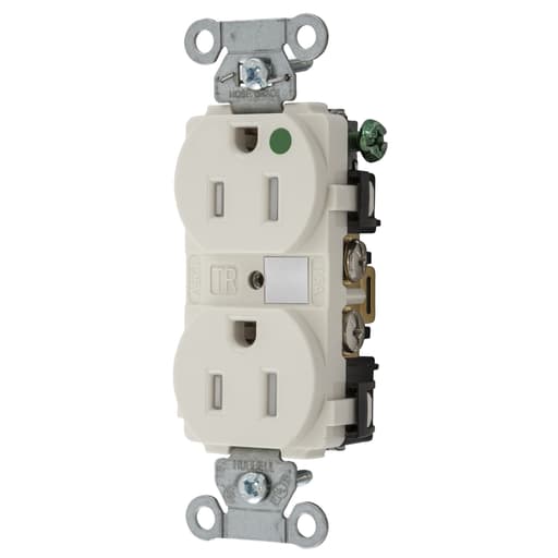 Hubbell Wiring Device - Hubbell 8200LATRA Straight Blade Device, Tamper Resistant Duplex Receptacle, Hospital Grade, Hubbell-Pro, 2-Pole 3- WireGrounding, 15A 125V, 5-15R, Light Almond