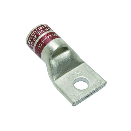 Burndy - Burndy YA34L6 500 kcmil CU, One Hole, 1/2 Stud Size, Standard Barrel, Inspection Window, Internal Chamfer, Tin Plated, UL/CSA 90. Up to 35kV, BROWN Color Code, 20 or 299 Die Index