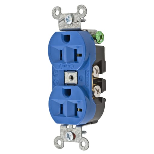 Hubbell Wiring Device - Hubbell 5362BL Receptacle, DUP SB, HUBPRO, 20A 125V, SM , BL