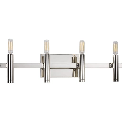 Progress Lighting - Progress P2102-104 Draper Collection Four-Light Polished Nickel Luxe Bath Vanity Light
