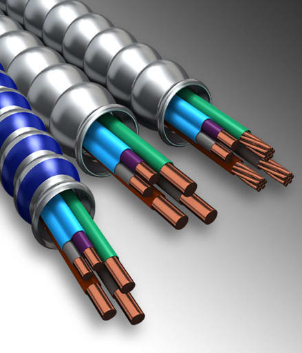 AFC Cable Systems - MC-PCS Cable 16/2 Solid (Purple,Gray), 12/2 Stranded (Black,White,Green) Aluminum Armored Luminary Cable, 250ft Coil