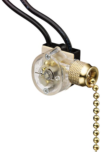 Ideal Industries - Ideal Industries 774031 3/6 Amp 125/250 VAC SPST On-Off Wire Lead Terminal Nickel Plated Pull Chain Switch