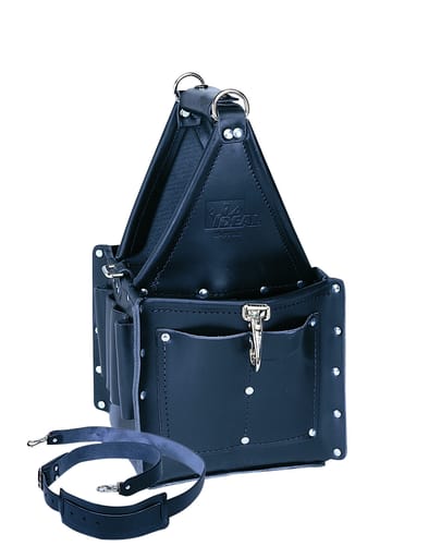 Ideal Industries - Ideal 35-975BLK Leather Black Tool Carrier 8" x 8", 21 Pockets & Shoulder Strap