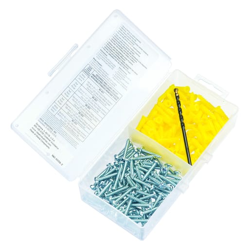 Ideal Industries - Ideal 90-051 Flange Anchor Kit 201Pc, 6-8-10"x7/8" Anchors, 100 Screws & 3/16 Masonry Bit