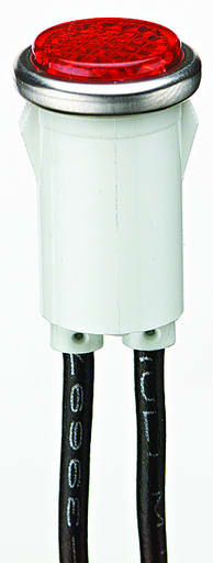 Ideal Industries - Ideal 777121 Indicator Light, Flush, Red Lens, 1/3 Watt 125V, 1/2" Mounting Dia., 6" Wire Leads