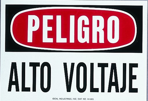 Ideal Industries - Ideal 44-881 Safety Sign "Danger - High Voltage - Keep Out" 10" x 7" Polyester Self-Sticking
