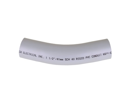 Ipex USA, LLC - IPEX 068624 1-1/2 Inch Schedule 40 PVC 30 Degrees Plain End Standard Radius Rigid Conduit Elbow