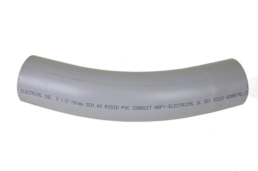 Ipex USA, LLC - IPEX 068608 3-1/2 Inch Schedule 40 PVC 45 Degrees Plain End Standard Radius Rigid Conduit Elbow