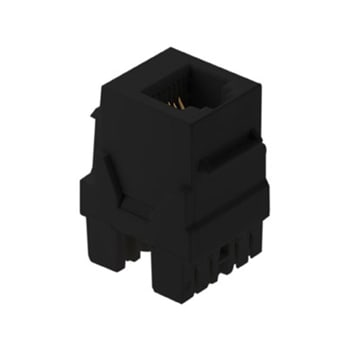 Pass & Seymour / Legrand - On-Q WP3425-BK RJ25 6-Position 6-Wire Black Plastic Snap-In Keystone Connector
