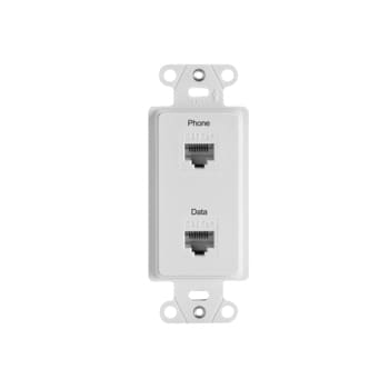 Pass & Seymour / Legrand - On-Q WP3220-WH 2-Port RJ45 8-Position 8-Wire White Plastic Pre-Configured Data Communication Decorator Strap