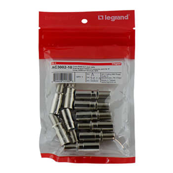 Pass & Seymour / Legrand - Pass & Seymour AC3002-10 3 GHz F-Type Compression Connector Jack, 10-Pack