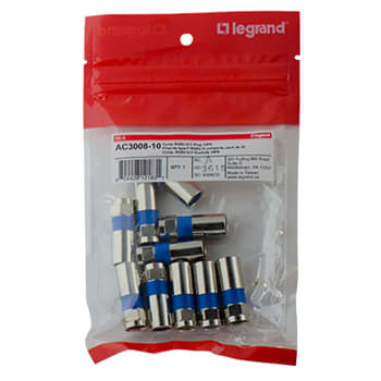 Pass & Seymour / Legrand - Pass & Seymour AC3008-10 Compression-Style Male F-Type Connector, 10-pack