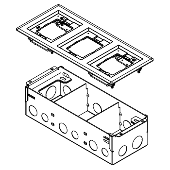 The Wiremold Co - Wiremold 880W3837B FLOOR BOX W/3 GANG BRASS FLANGE