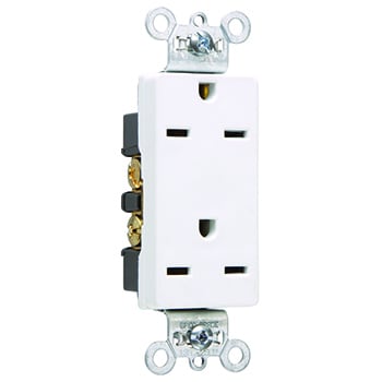 Pass & Seymour / Legrand - Pass & Seymour 26852-LA Heavy-Duty Decorator Spec Grade Duplex Receptacle, Back & Side Wire, 20A 250V - Light Almond