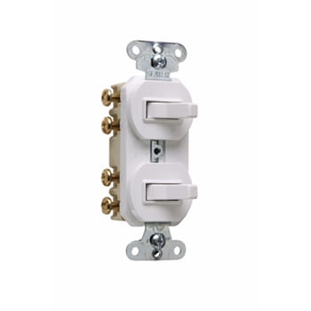 Pass & Seymour / Legrand - Pass & Seymour 693-W 15 amps 120/277V -Double Three-way Combination Switch, Non-Grounding - White