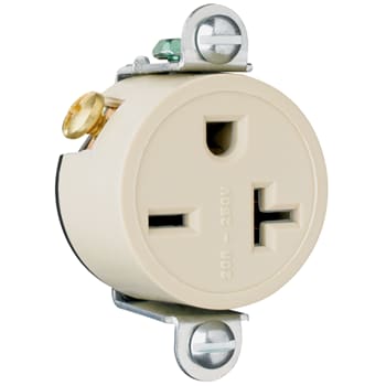 Pass & Seymour / Legrand - Pass & Seymour 5858-I Commercial Grade Short Strap Single Receptacle Side Wire 20A 250V - Ivory