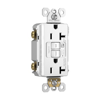 Pass & Seymour / Legrand - Pass & Seymour 2097TRAW Spec-Grade Audible Alarm Tamper Resistant 20 Amp White Self Test Duplex GFCI