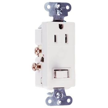 Pass & Seymour / Legrand - Pass & Seymour 681-W Single Pole, Single Recepticle, Combination Sierraplex Switch, 15 Amps, 120/125 Volts, White