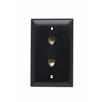 Pass & Seymour / Legrand - On-Q TPTE2-BK 1-Gang 2-RJ11 Modular Telephone Jack Black Standard Communication Wallplate