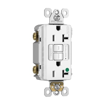 Pass & Seymour / Legrand - Pass & Seymour 2097-HGNTLTRW 20A 125V Self-Test Tamper-Resistant Hospital Grade GFCI w/Nightlight - White
