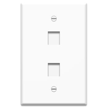 Pass & Seymour / Legrand - On-Q WP3302-WH 1-Gang 2-Port White High Impact Flame Retardant Plastic Oversized Keystone Wallplate