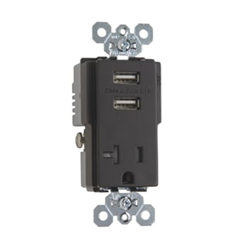 Pass & Seymour / Legrand - P&S TR5361USB 20A TR SPEC GRD W/2.1