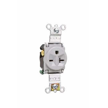 Pass & Seymour / Legrand - Pass & Seymour 5871-GRY Single Receptacle, HD Spec Grade, 20A 250V, Back & Side Wired - Gray