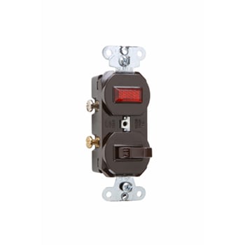 Pass & Seymour / Legrand - Pass & Seymour 692 Single Pole, Single Pilot Light, Combination Switch, 15 amps, 120/125V - Brown