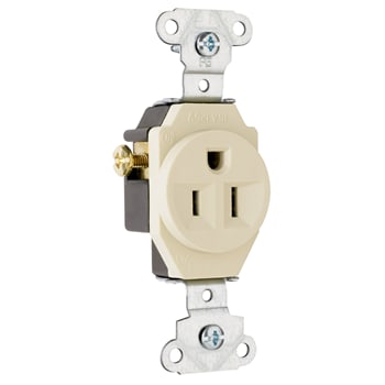 Pass & Seymour / Legrand - Pass & Seymour 5371-W Heavy-Duty Spec Grade Single Receptacle Side Wire Right Angle Slots 20A 125V - White