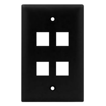 Pass & Seymour / Legrand - On-Q WP3404-BK 1-Gang 4-Port Black High Impact Flame Retardant Plastic Keystone Wallplate