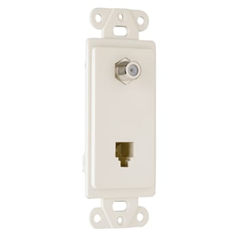 Pass & Seymour / Legrand - Pass & Seymour 26TELTV-LACC10 F-Type Coax Connector With 4 Conductor Rj11 Jack, Light Almond