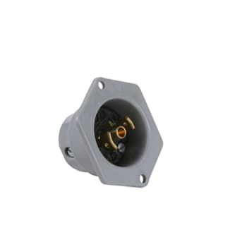 Pass & Seymour / Legrand - Pass & Seymour ML215 2.06 x 1.13 Inch 125 VAC 15 Amp 2-Pole 3-Wire Black/Gray Midget Lock Flanged Inlet
