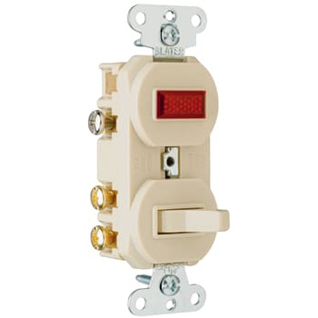 Pass & Seymour / Legrand - Pass & Seymour 695-I Three-way, Single Pilot Light, Combination Switch, 15 amps, 120/125V - Ivory