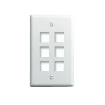 Pass & Seymour / Legrand - On-Q WP3406-IV 1-Gang 6-Port Ivory High Impact Flame Retardant Plastic Keystone Wallplate