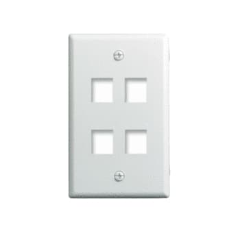Pass & Seymour / Legrand - On-Q WP3404-WH 1-Gang 4-Port White High Impact Flame Retardant Plastic Keystone Wallplate