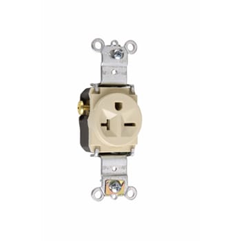 Pass & Seymour / Legrand - Pass & Seymour 5871-I Single Receptacle, HD Spec Grade, 20A 250V, Back & Side Wired - Ivory