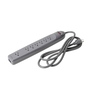 Pass & Seymour / Legrand - Pass & Seymour PS7P 125 Volt 15 Amp 6 Foot PC Gray 7-Outlet Surge Protection Power Strip