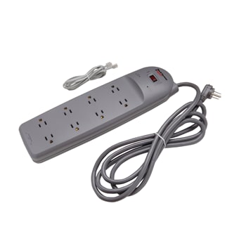 Pass & Seymour / Legrand - Pass & Seymour PS8P 125 Volt 15 Amp Gray Surge Protected Receptacle Power Strip