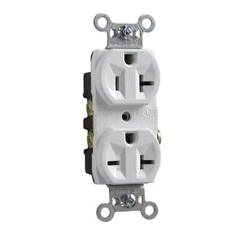 Pass & Seymour / Legrand - Pass & Seymour 5890-I Hard Use Spec Grade Combination Duplex Receptacle Side Wire 20A 125/250V - Ivory