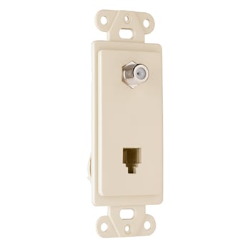 Pass & Seymour / Legrand - On-Q 26TELTV-ICC10 2-Outlet 4-Wire Ivory Thermoplastic Communication Wallplate