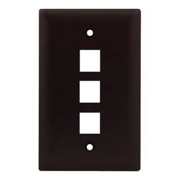Pass & Seymour / Legrand - On-Q WP3403-BR 1-Gang 3-Port Brown High Impact Flame Retardant Plastic Keystone Wallplate