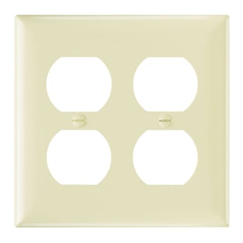 Pass & Seymour / Legrand - Pass & Seymour SP82-I 2Gang Wall Plate, 2 Duplex Receptacle, Standard - Ivory