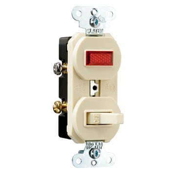 Pass & Seymour / Legrand - Pass & Seymour 692-I 15 amps, 120V -Pole, Single Pilot Light, Combination Switch, Non-Grounding - Ivory