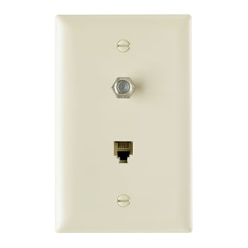 Pass & Seymour / Legrand - On-Q TPTELTV 1-Gang 1-F-Coaxial Connector 1-RJ11 Modular Jack Brown Thermoplastic Communication Wallplate