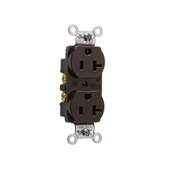 Pass & Seymour / Legrand - Pass & Seymour CRB5362-S Construction Spec Grade Smooth Face Duplex Receptacle Back & Side Wire 20Amp 125Volt, Brown