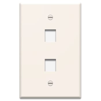 Pass & Seymour / Legrand - On-Q WP3402-LA 1-Gang 2-Port Light Almond High Impact Flame Retardant Plastic Keystone Wallplate
